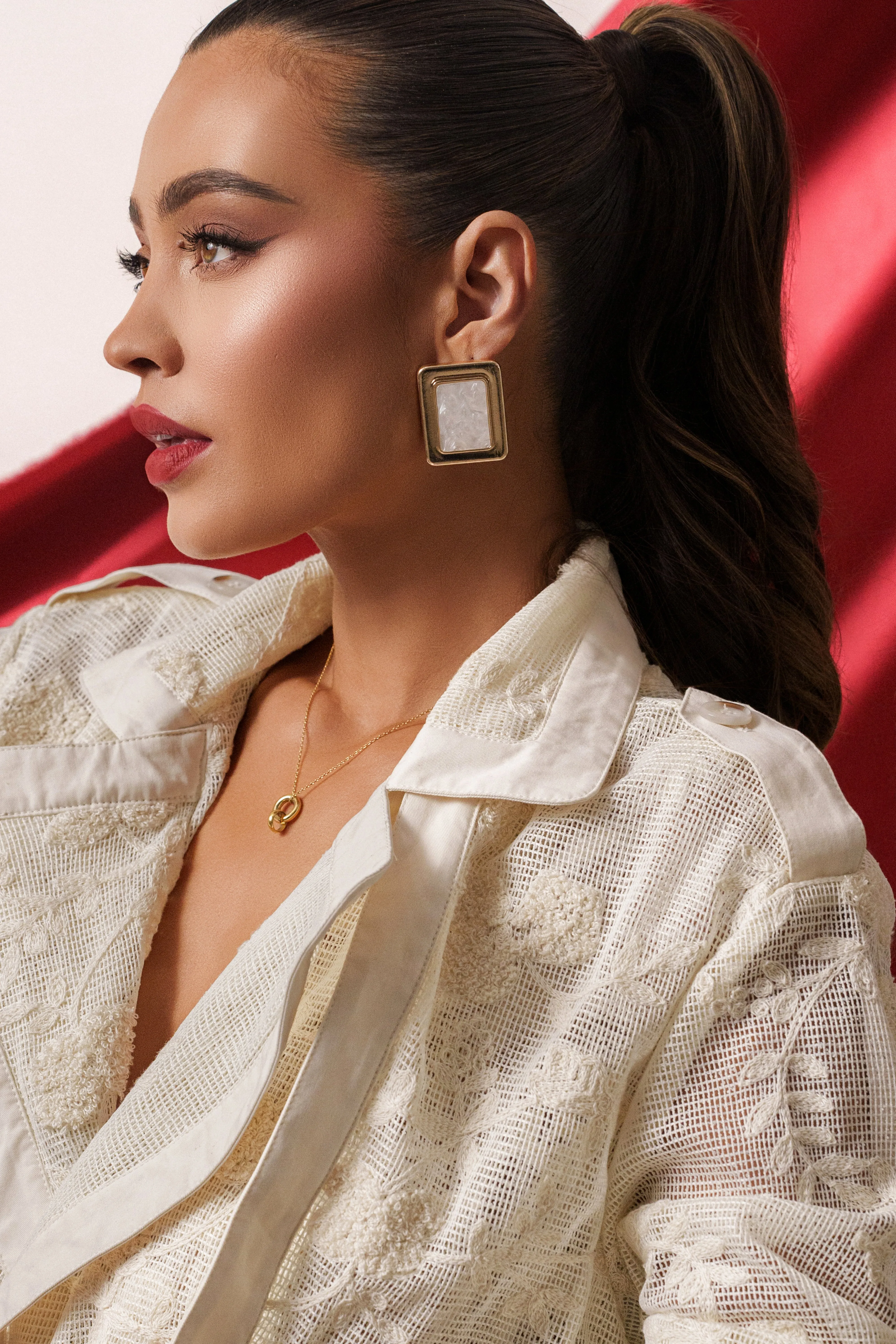 White Heritage Squared Earrings sold by JLUXLABEL