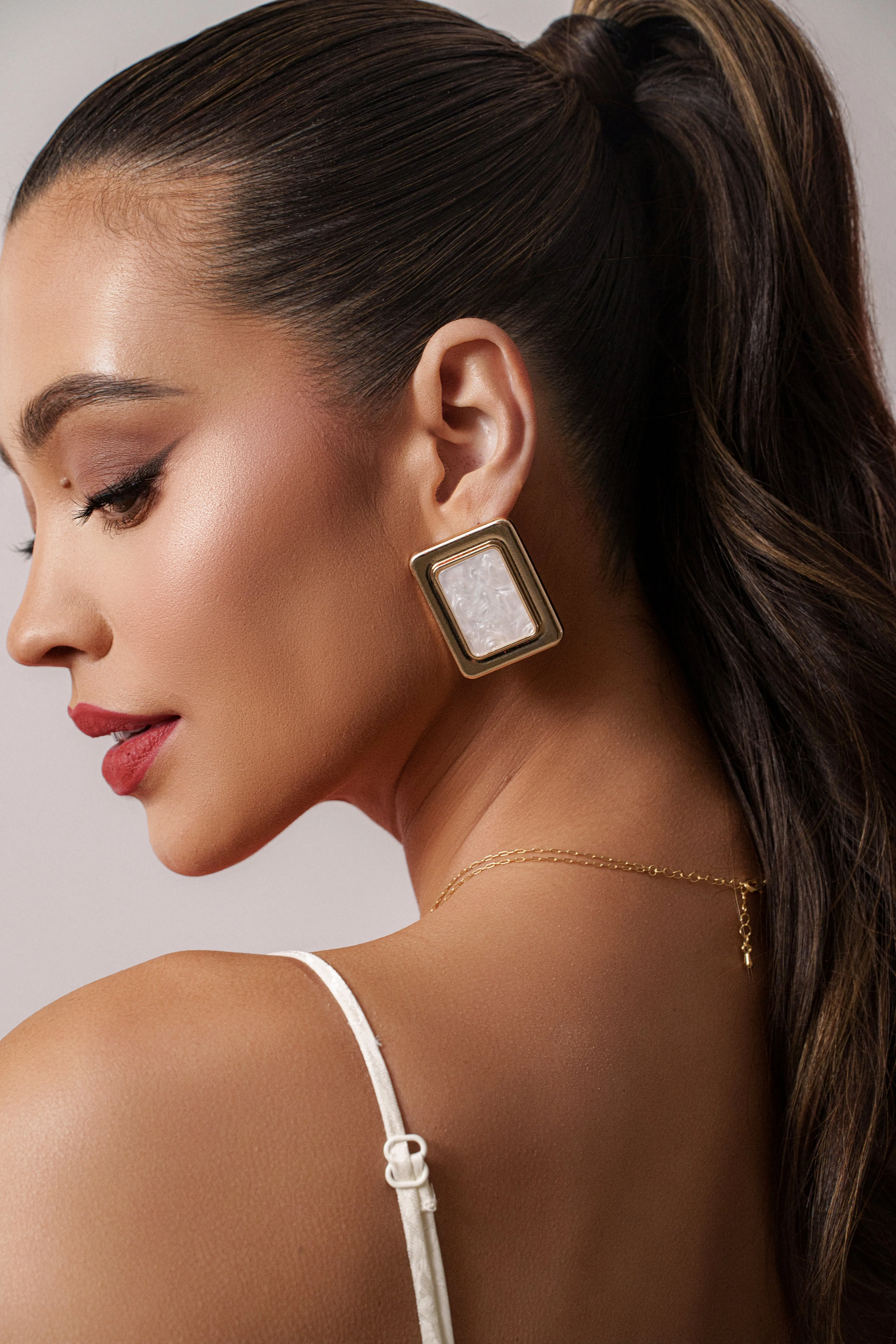 White Heritage Squared Earrings sold by JLUXLABEL product image thumbnail 3