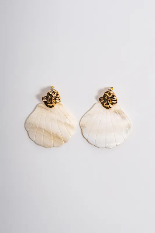 Gold Halo Seashell Earrings sold by JLUXLABEL