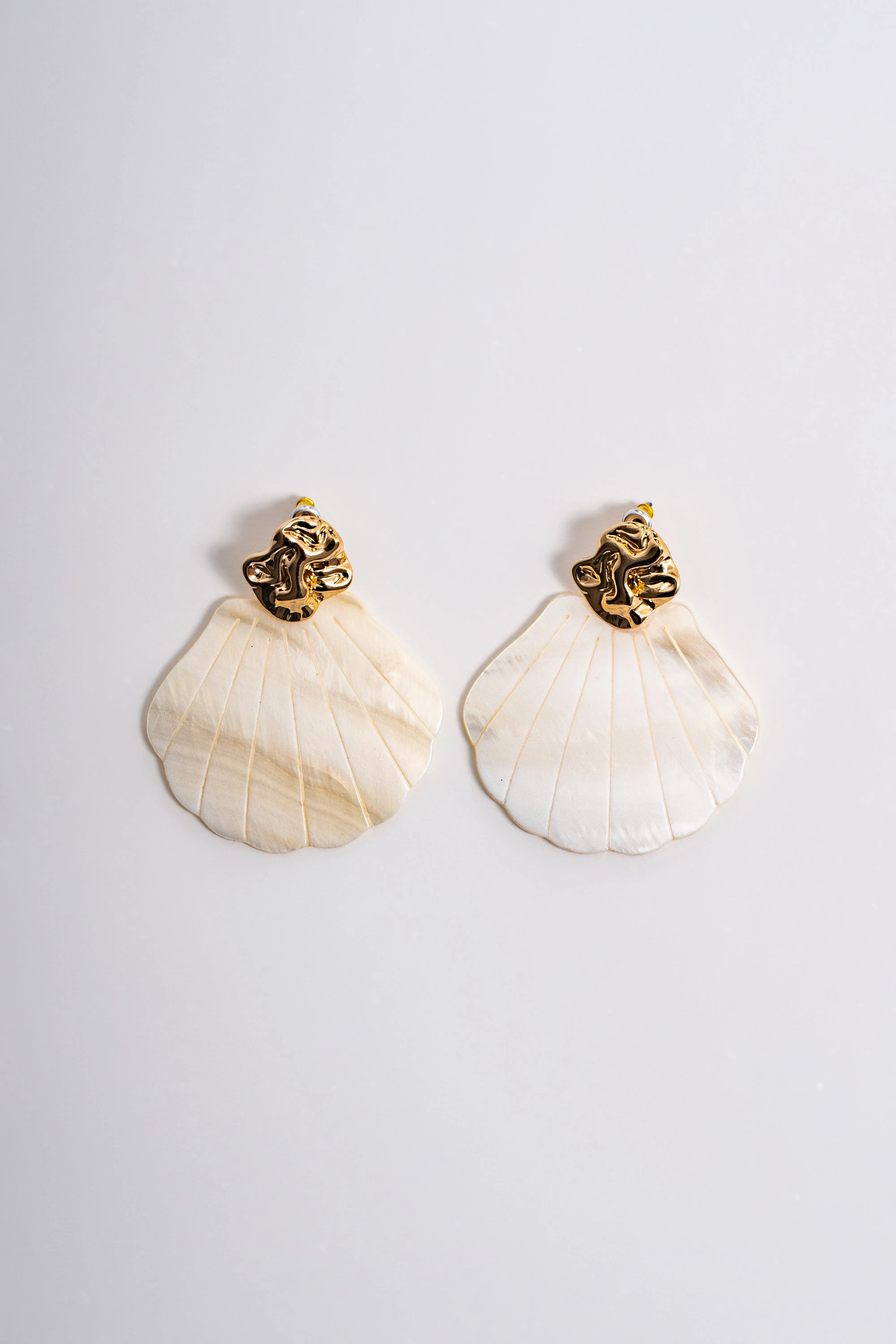 Gold Halo Seashell Earrings sold by JLUXLABEL
