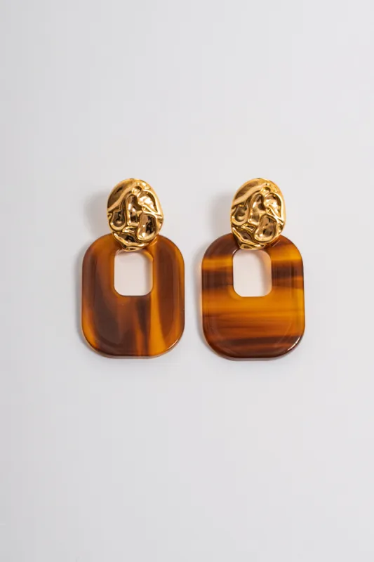 Brown Ola Marble Earrings sold by JLUXLABEL