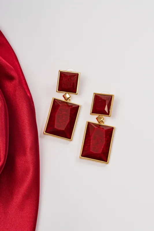 Red Rectangle Dangle Earring sold by JLUXLABEL