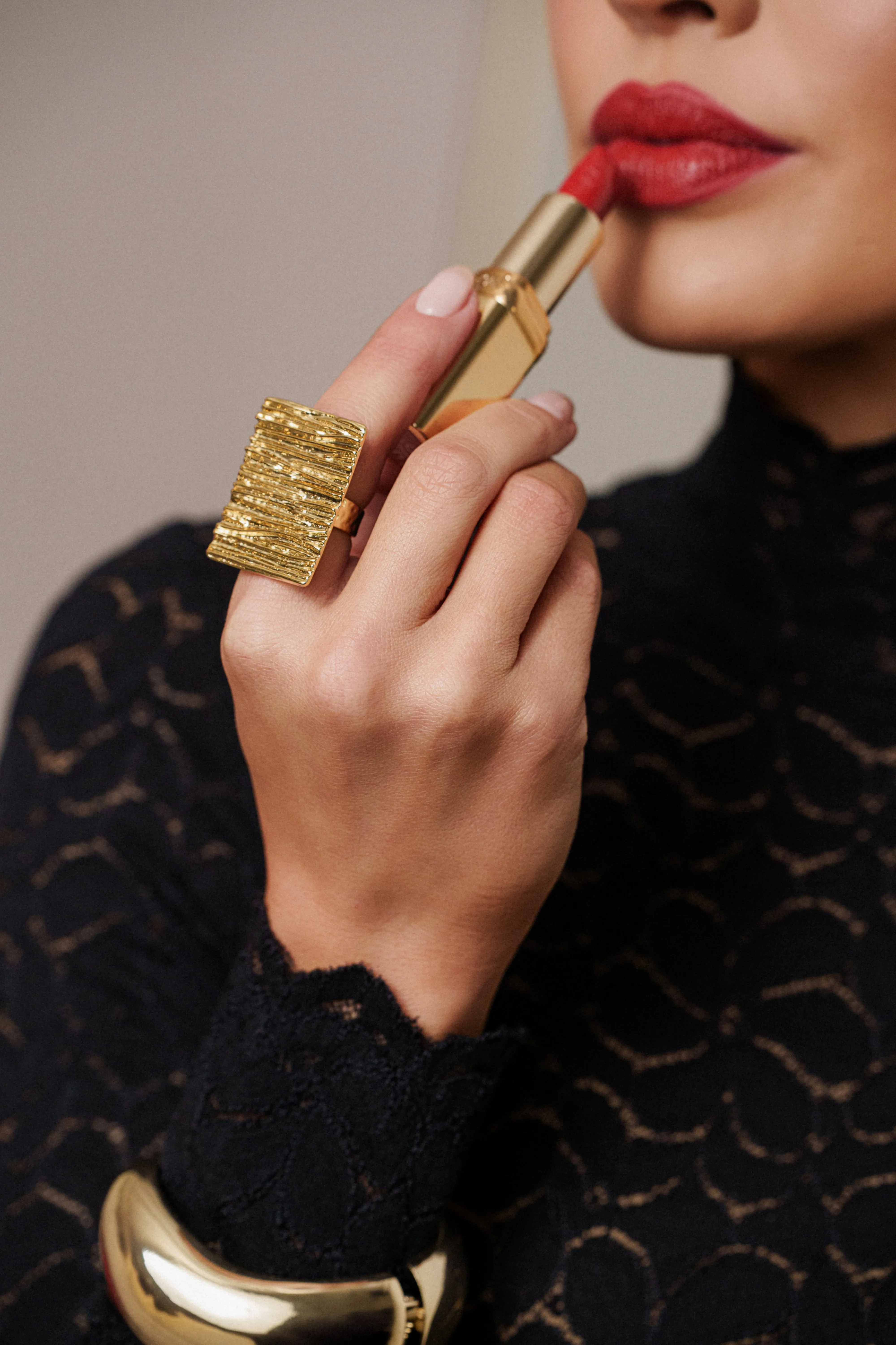 Gold Textured Rectangle Ring sold by JLUXLABEL product image thumbnail 2