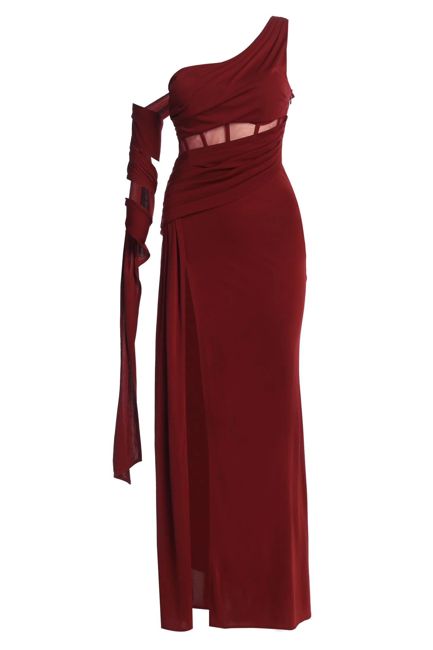 Burgundy Naida Drape Maxi Dress sold by JLUXLABEL product image thumbnail 4