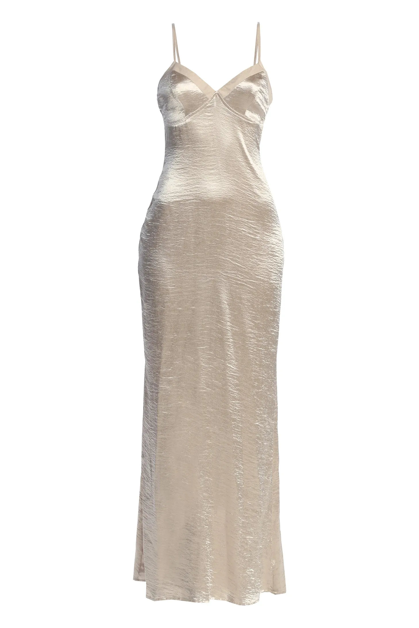 Champagne Surreal Satin Maxi Dress sold by JLUXLABEL product image thumbnail 2