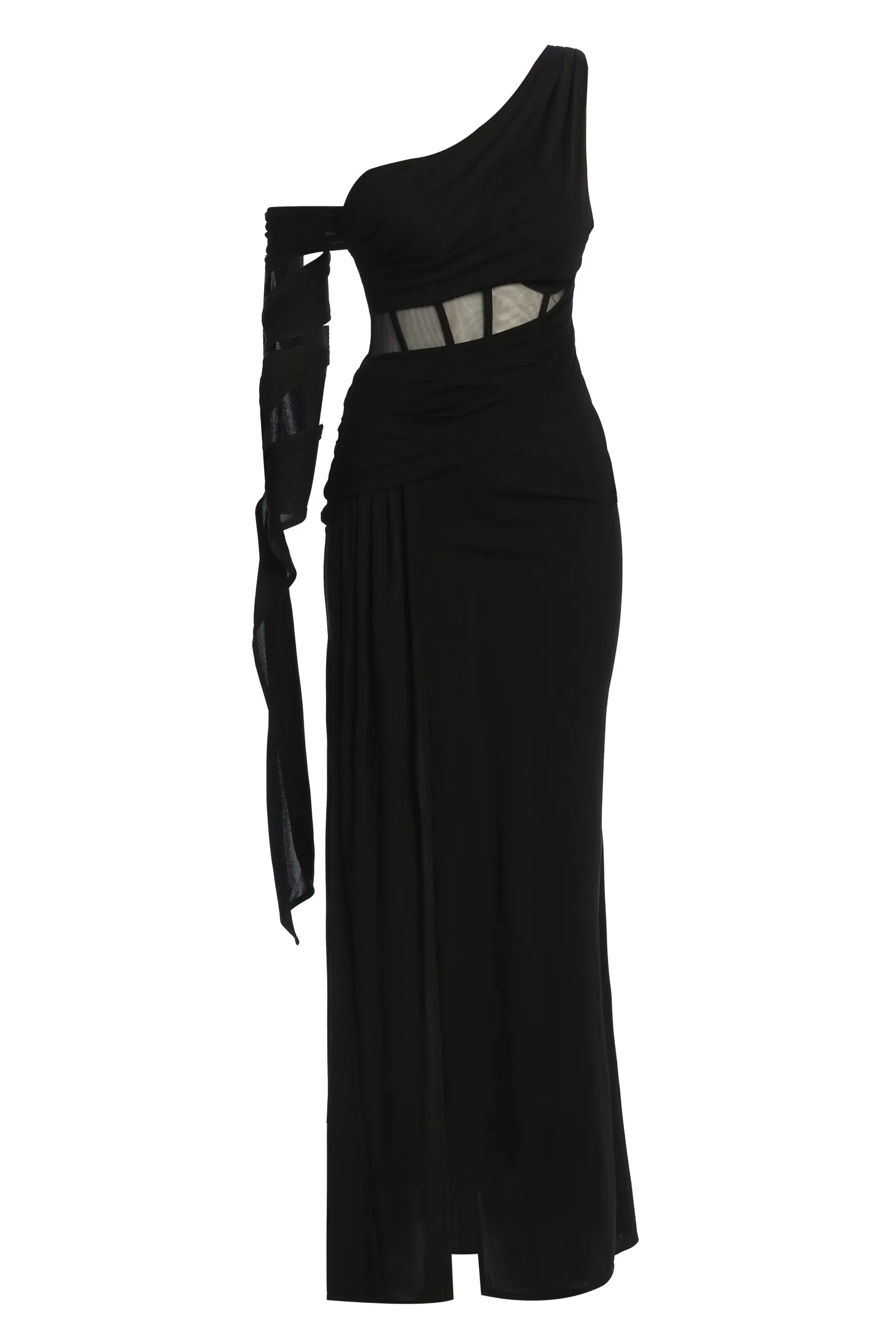 Black Naida Drape Maxi Dress sold by JLUXLABEL product image thumbnail 3