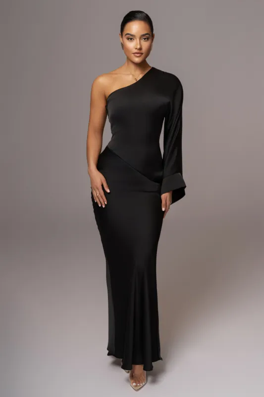 Black Femme Drape Maxi Dress sold by JLUXLABEL