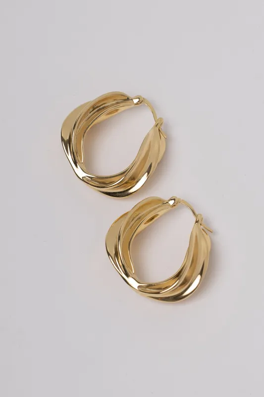 Gold Gene Hoop Earrings sold by JLUXLABEL