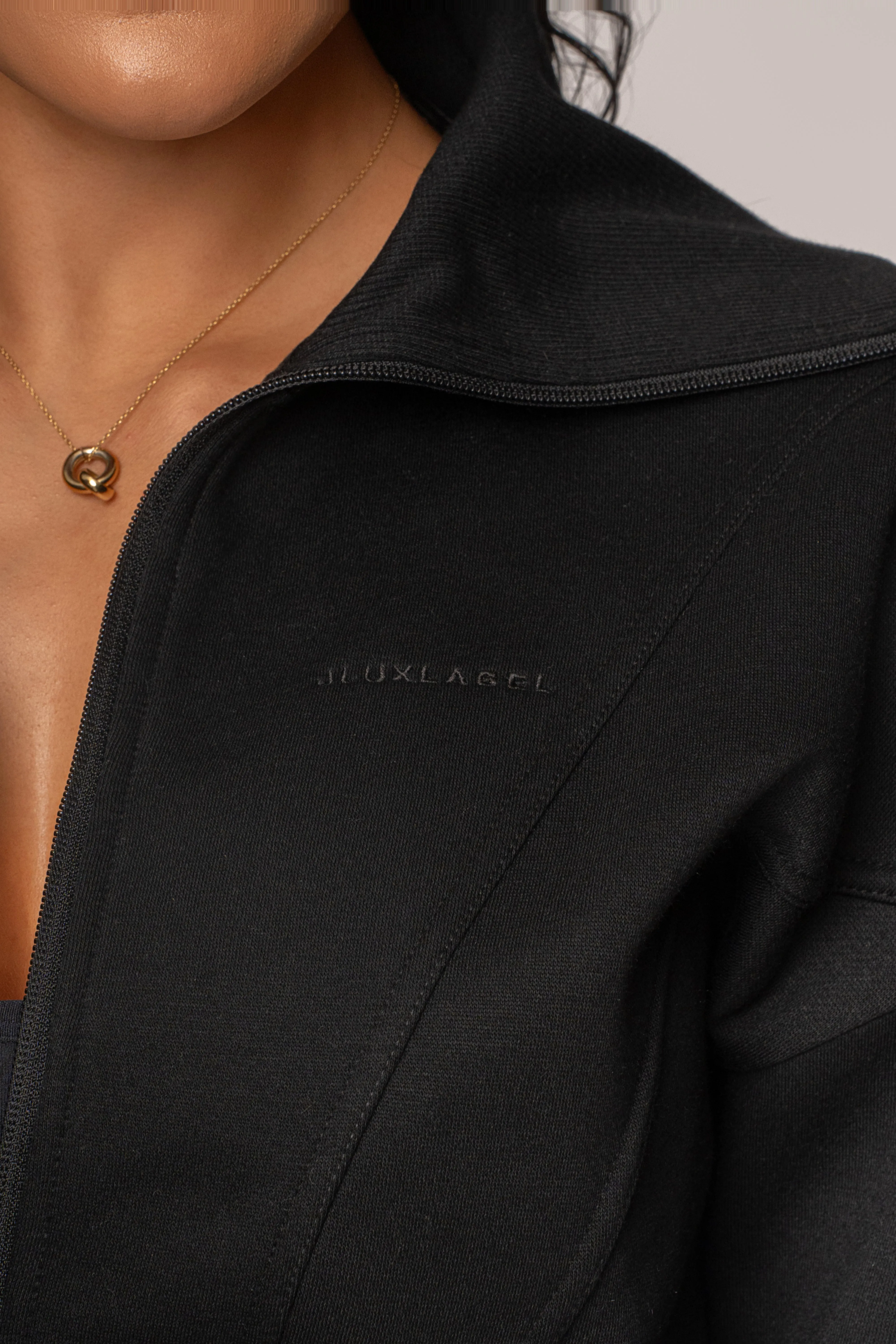 Black JLUXLABEL Logo Zip Up Jacket sold by JLUXLABEL product image thumbnail 4