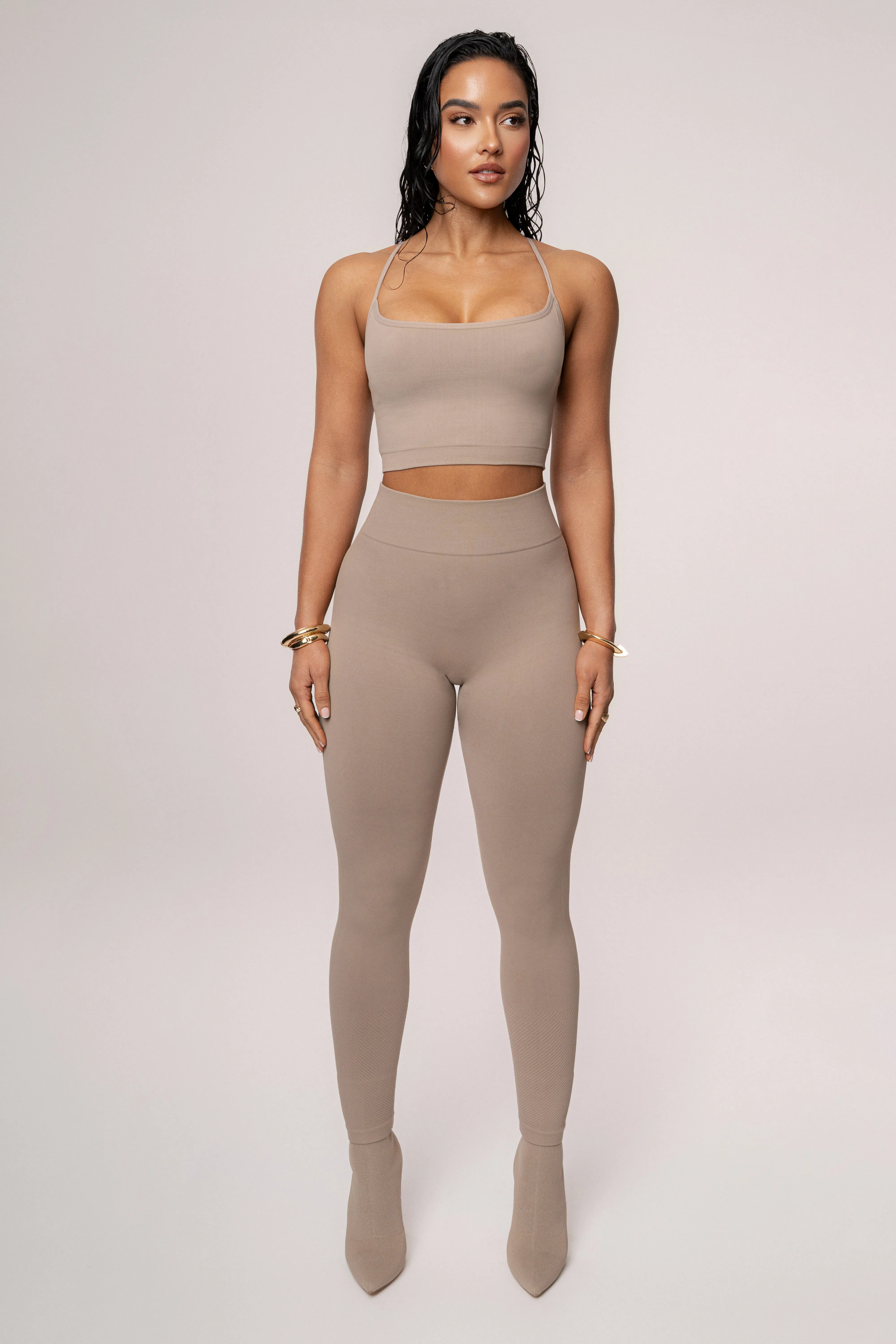 Beige Power Active Crop Top sold by JLUXLABEL product image thumbnail 5