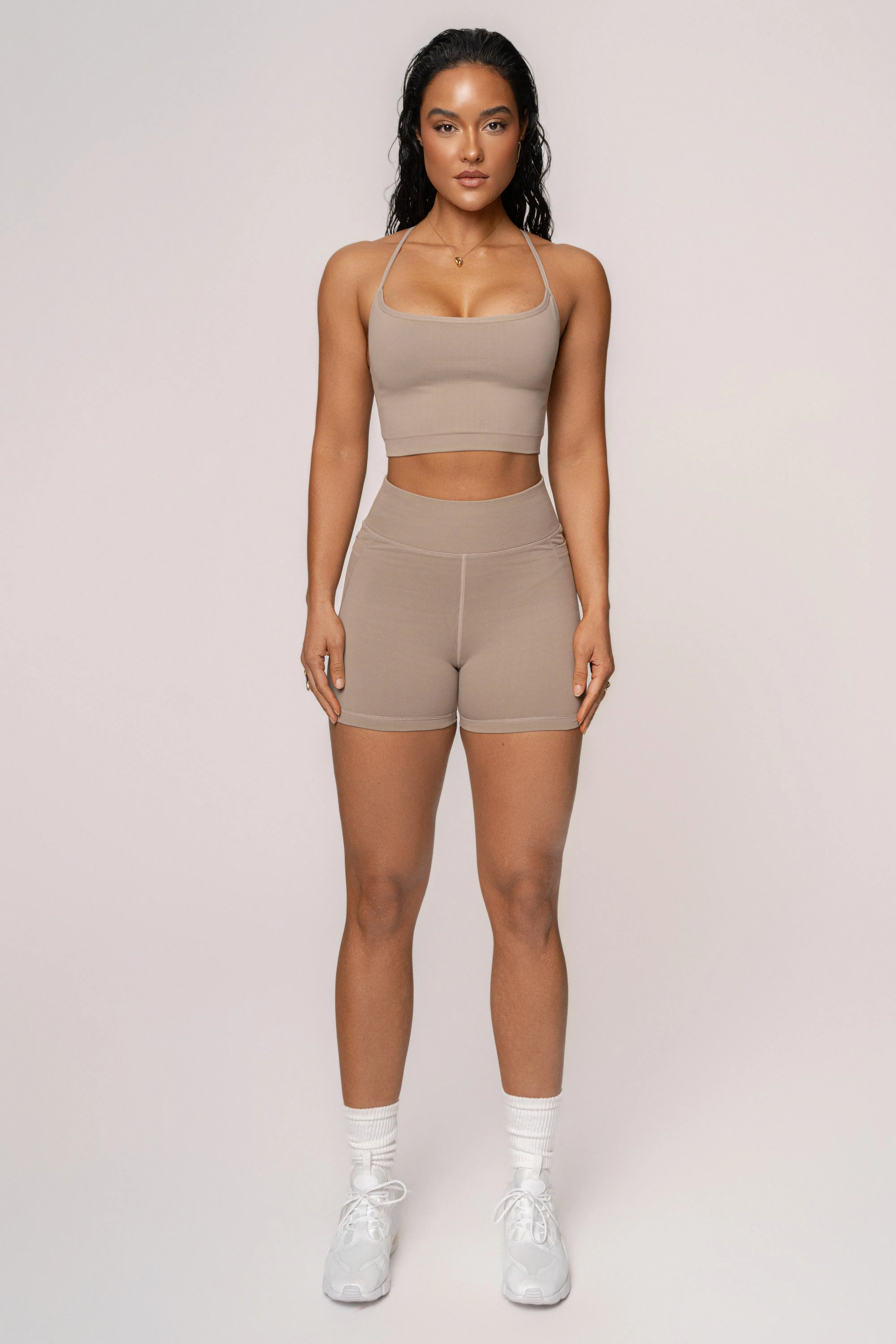 Beige Power Active Crop Top sold by JLUXLABEL product image thumbnail 4