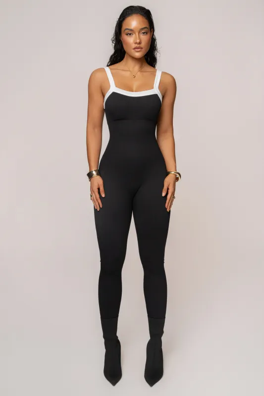 Black/White Core Ribbed Jumpsuit made by JLUXLABEL