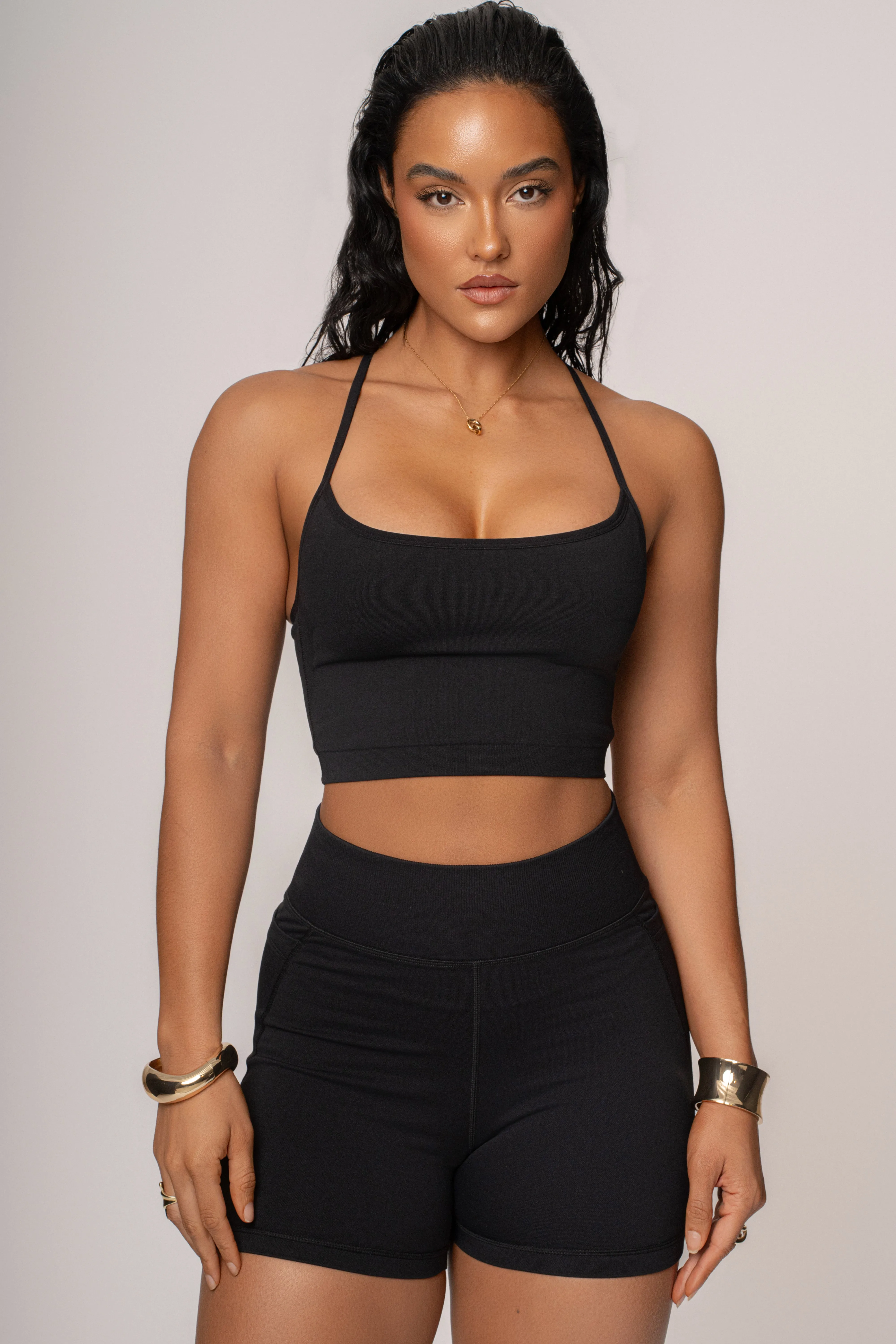 Black Active Crop Top sold by JLUXLABEL product image thumbnail 4