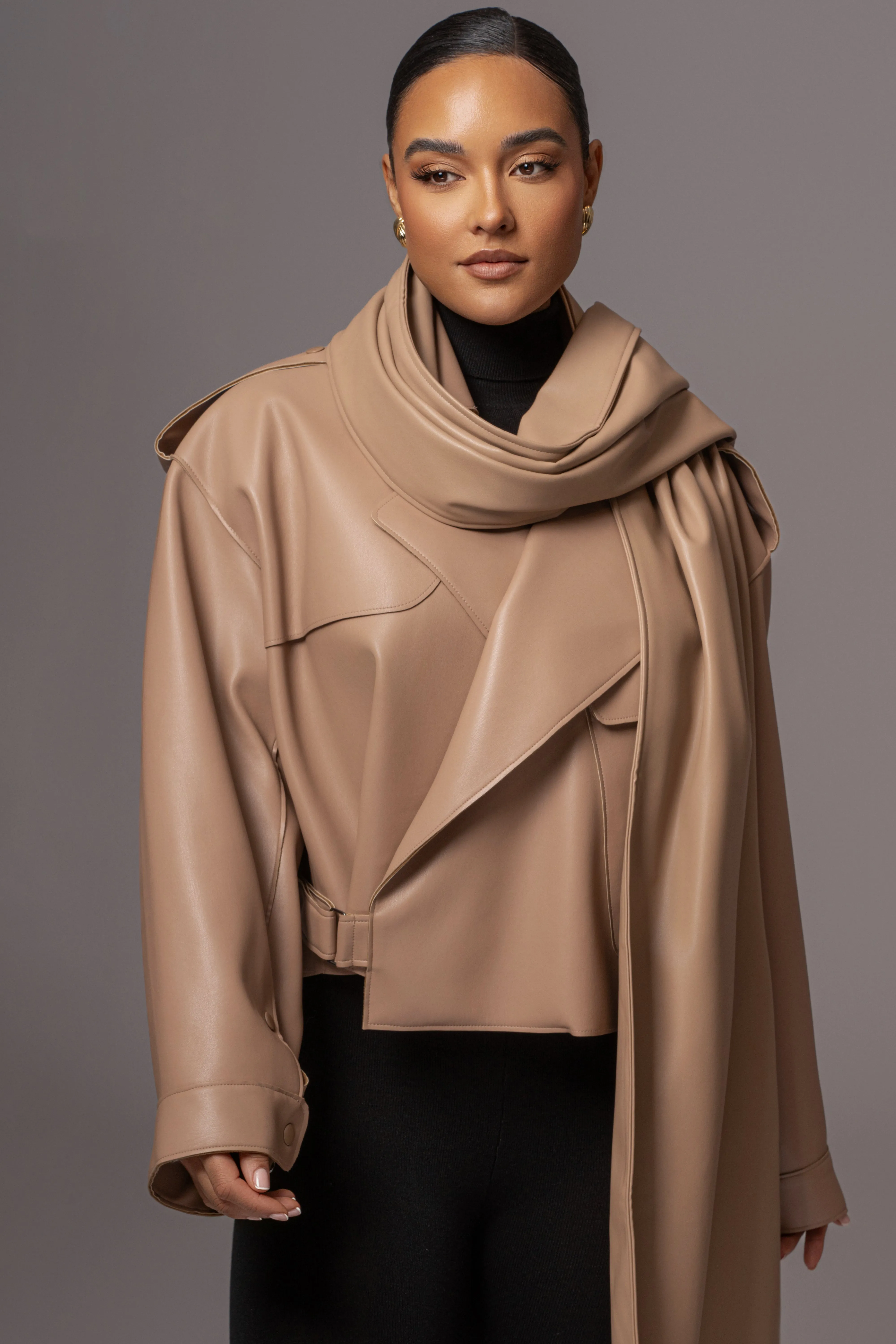 Tan Fine Faux Leather Scarf sold by JLUXLABEL product image thumbnail 4