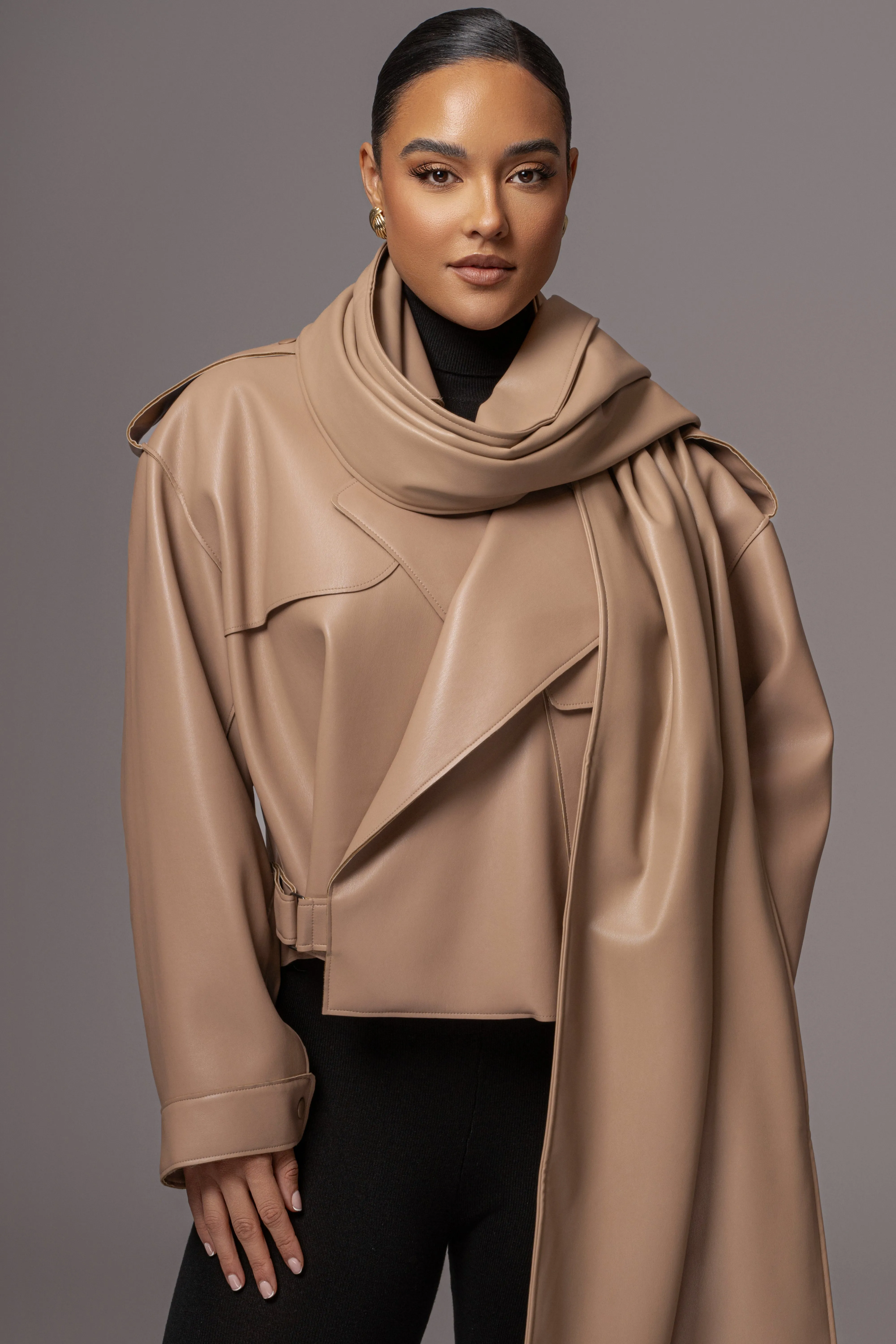 Tan Fine Faux Leather Scarf sold by JLUXLABEL product image thumbnail 2