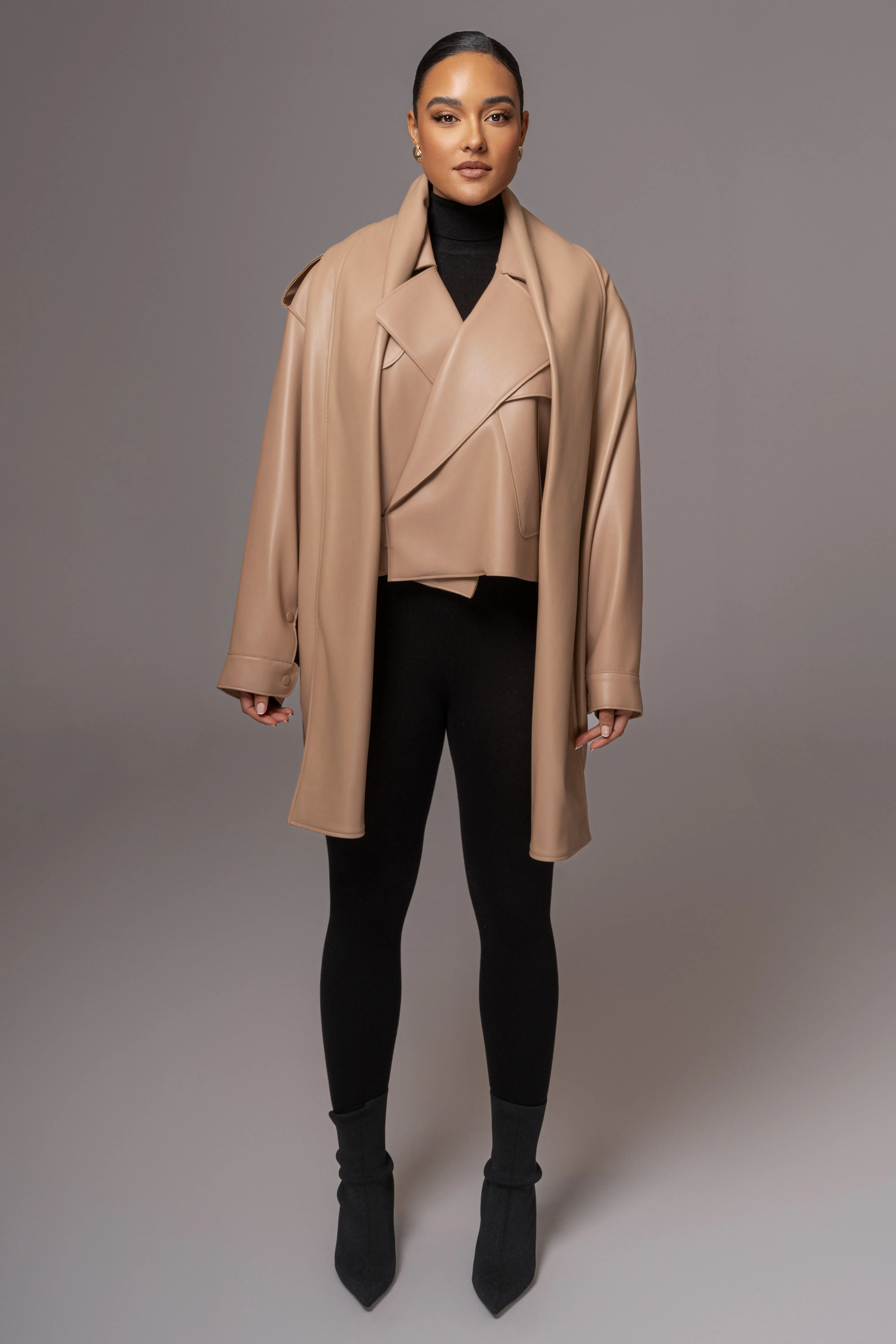 Tan Fine Faux Leather Scarf sold by JLUXLABEL product image thumbnail 3