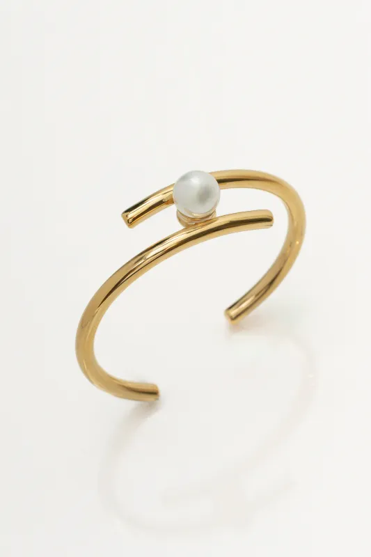 Gold Auric Pearl Cuff Bracelet sold by JLUXLABEL