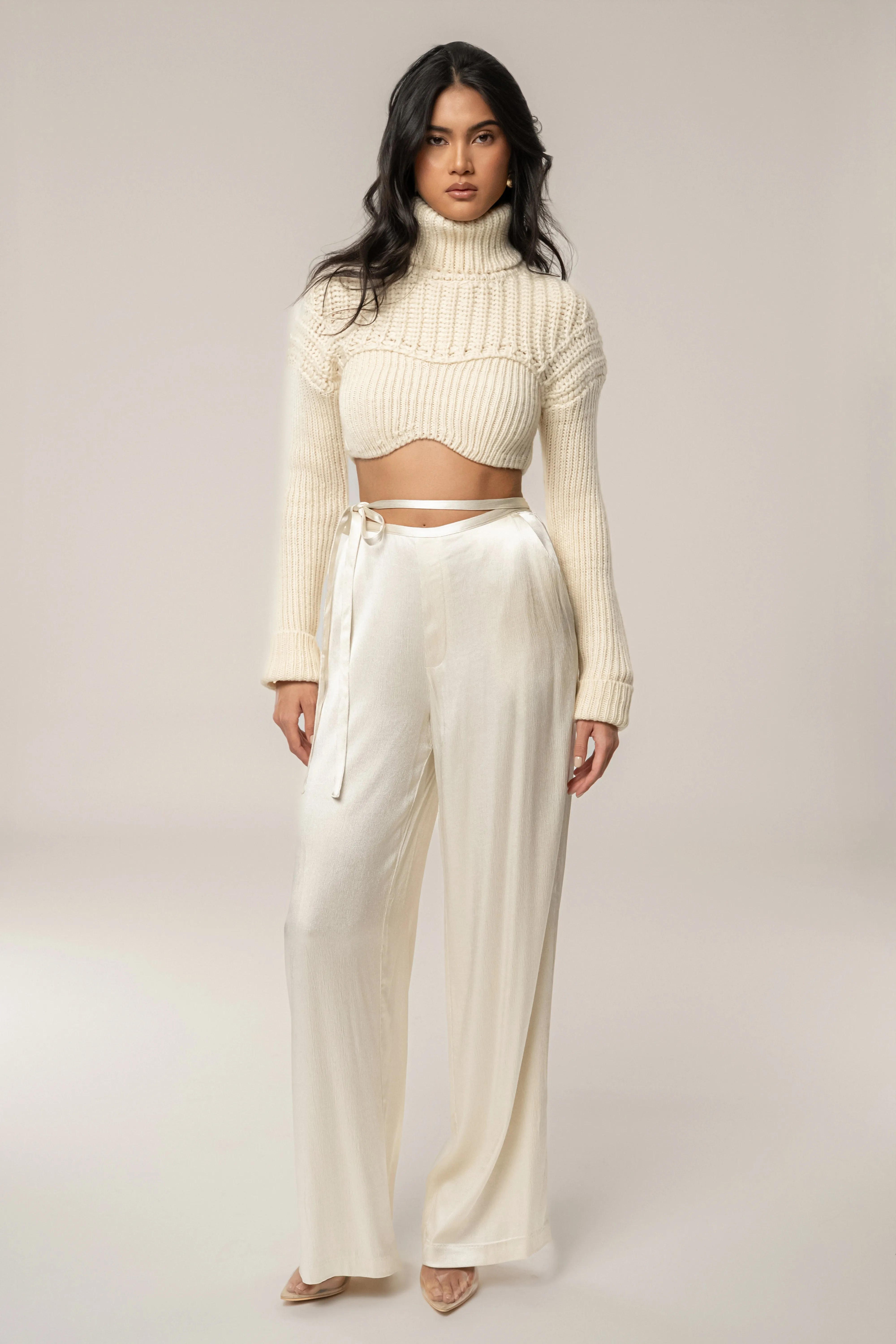 Ivory Turtleneck Ribbed Crop Top sold by JLUXLABEL product image thumbnail 2