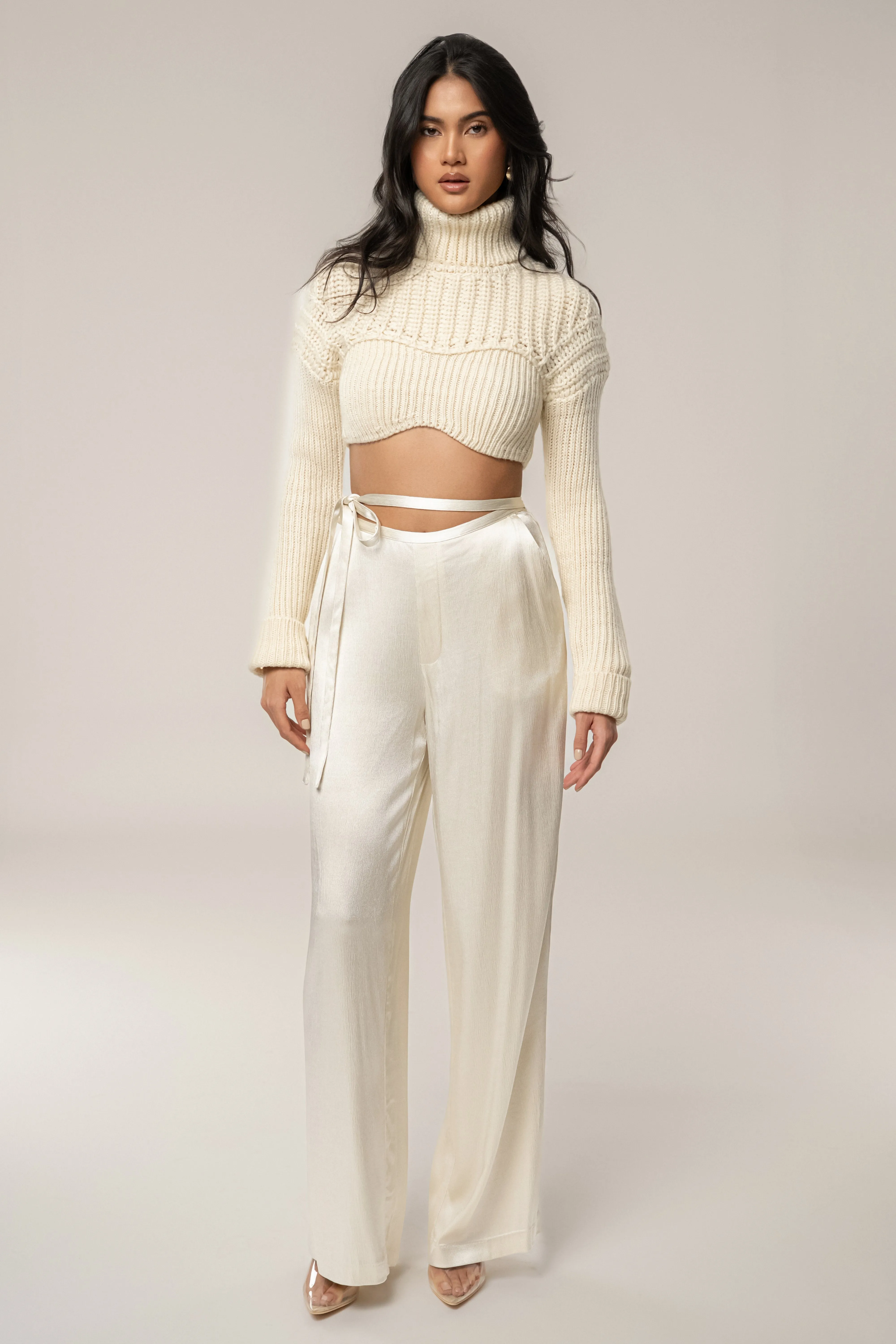 Ivory Turtleneck Ribbed Crop Top sold by JLUXLABEL product image thumbnail 4