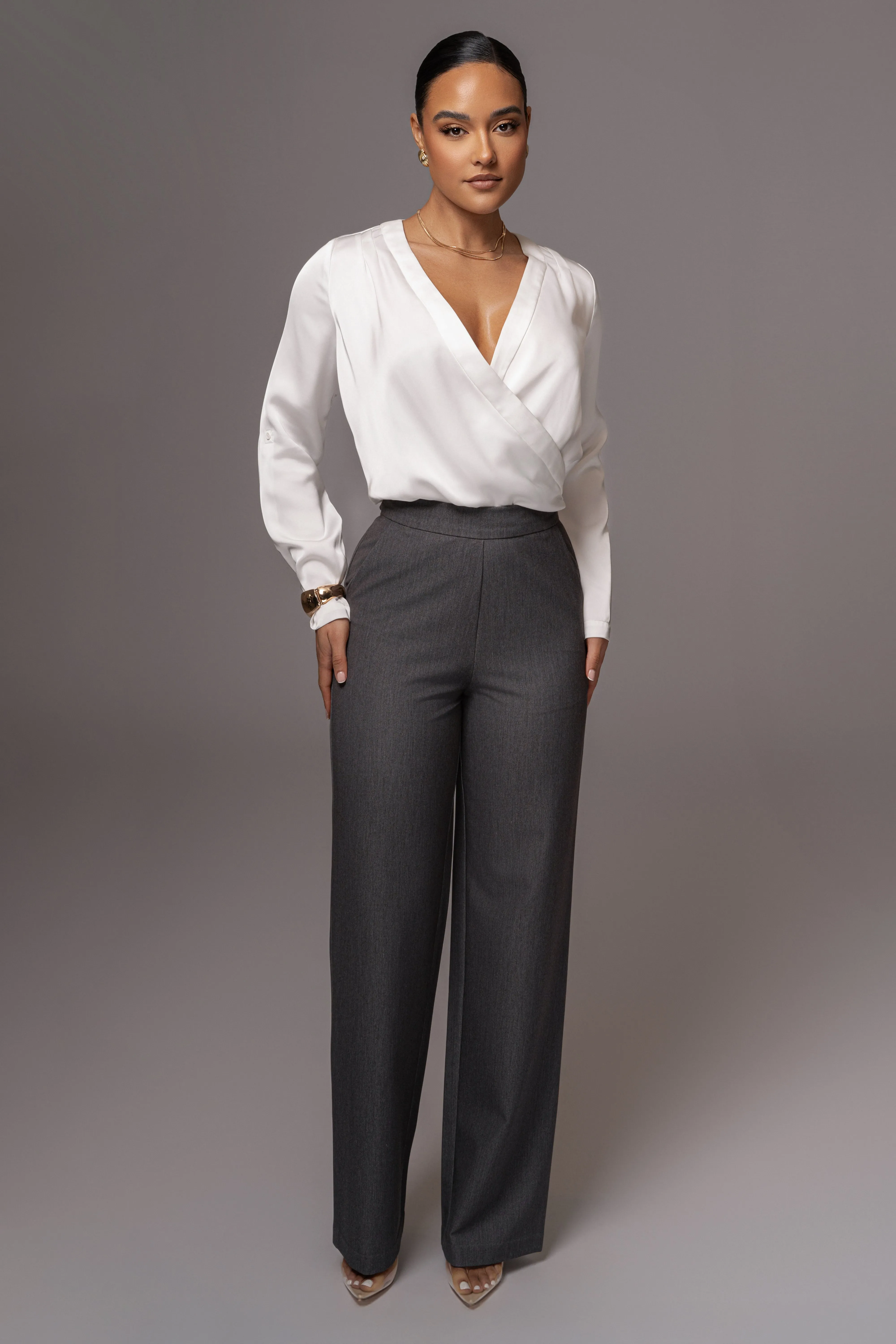 Grey Status Belted Pants sold by JLUXLABEL