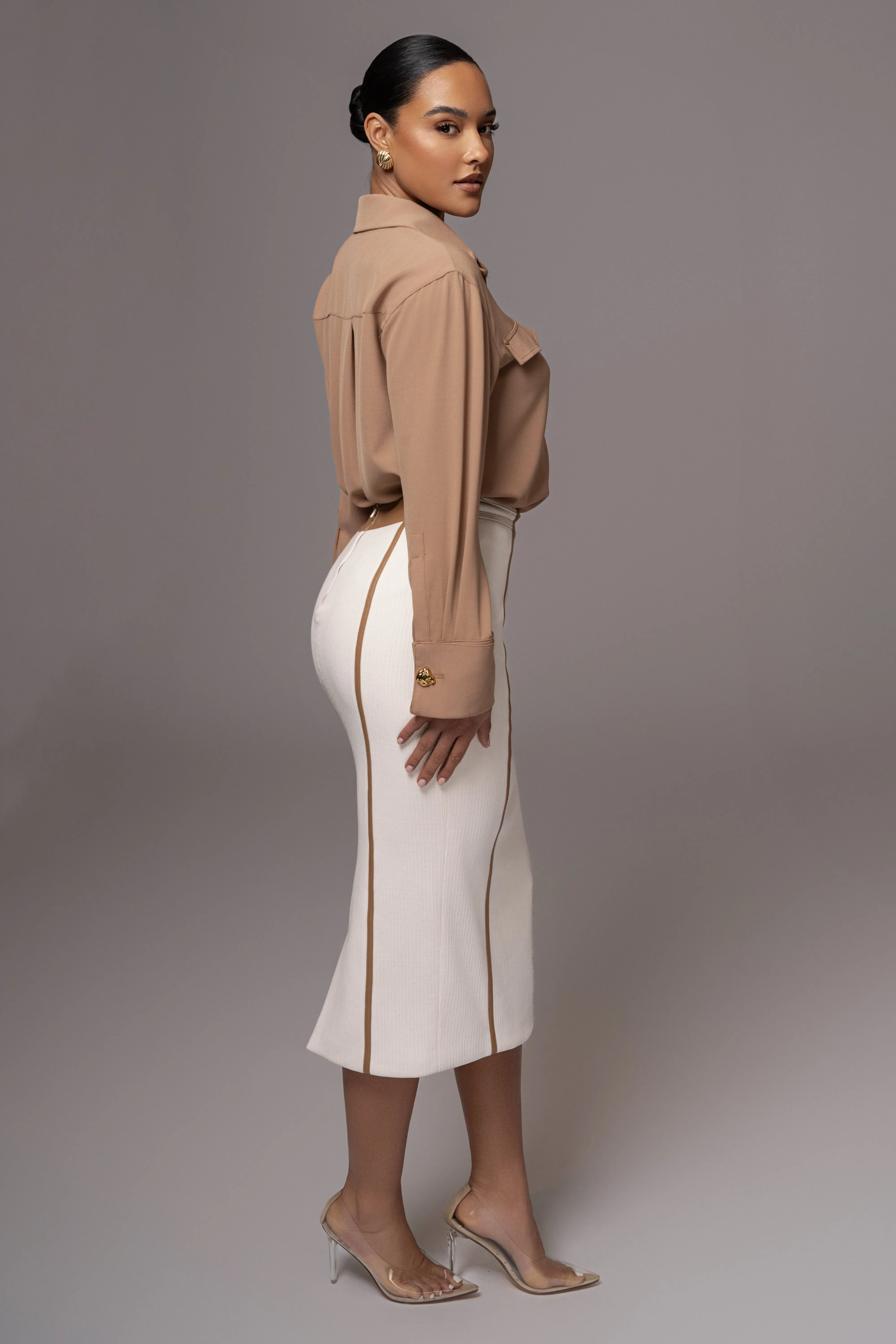 Tan Stella Button Up Shirt sold by JLUXLABEL product image thumbnail 5