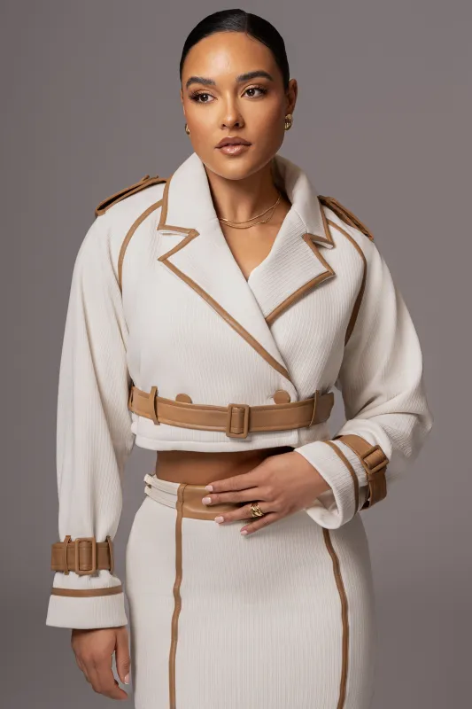 Ivory Mikaela Contrast Jacket sold by JLUXLABEL