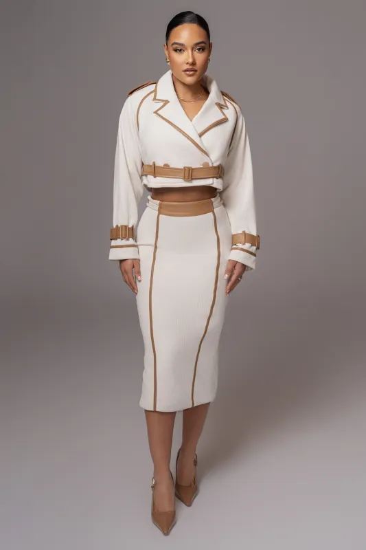 Ivory Jocelyn Contrast Skirt sold by JLUXLABEL