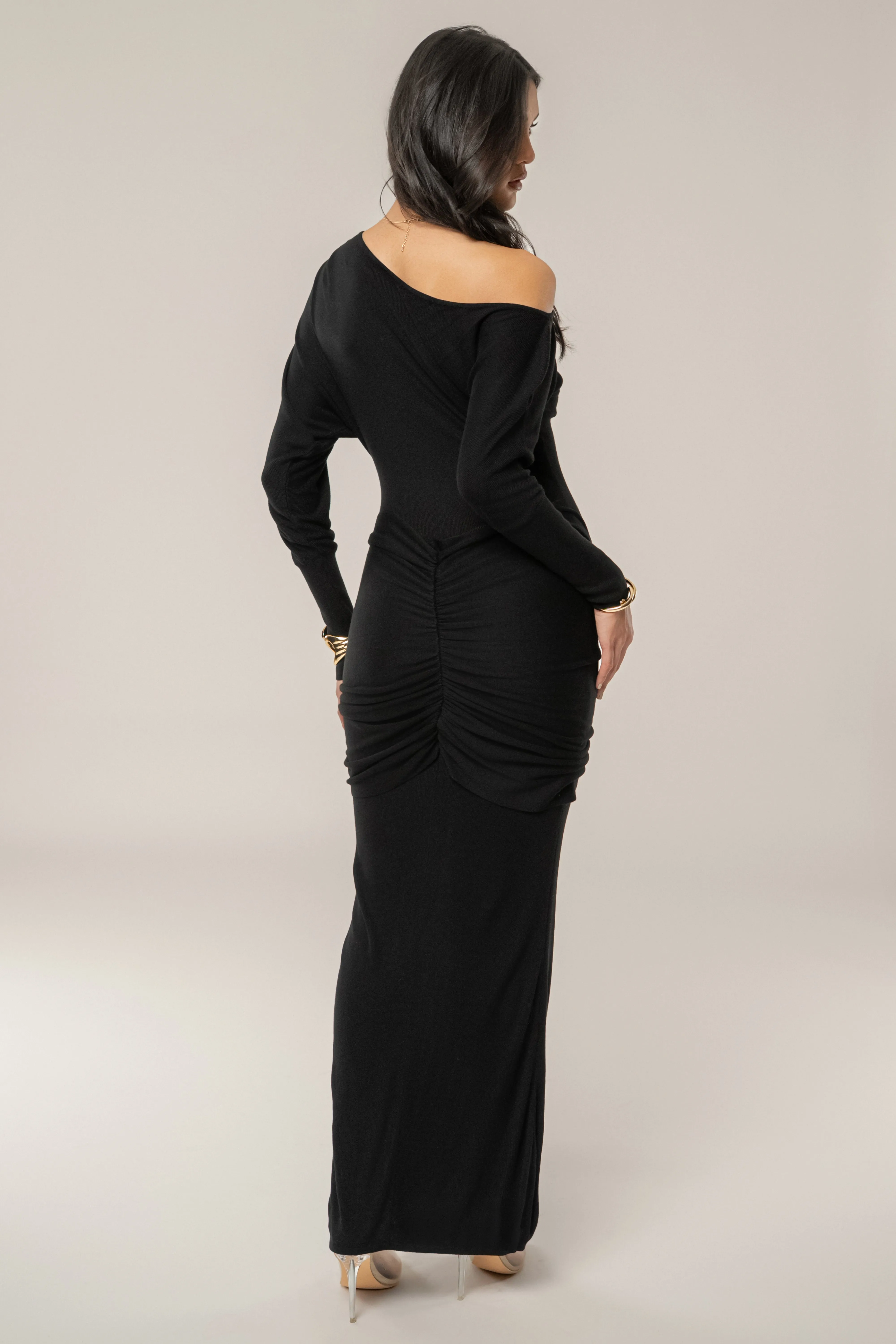 Black Dawn Drape Maxi Dress sold by JLUXLABEL product image thumbnail 2