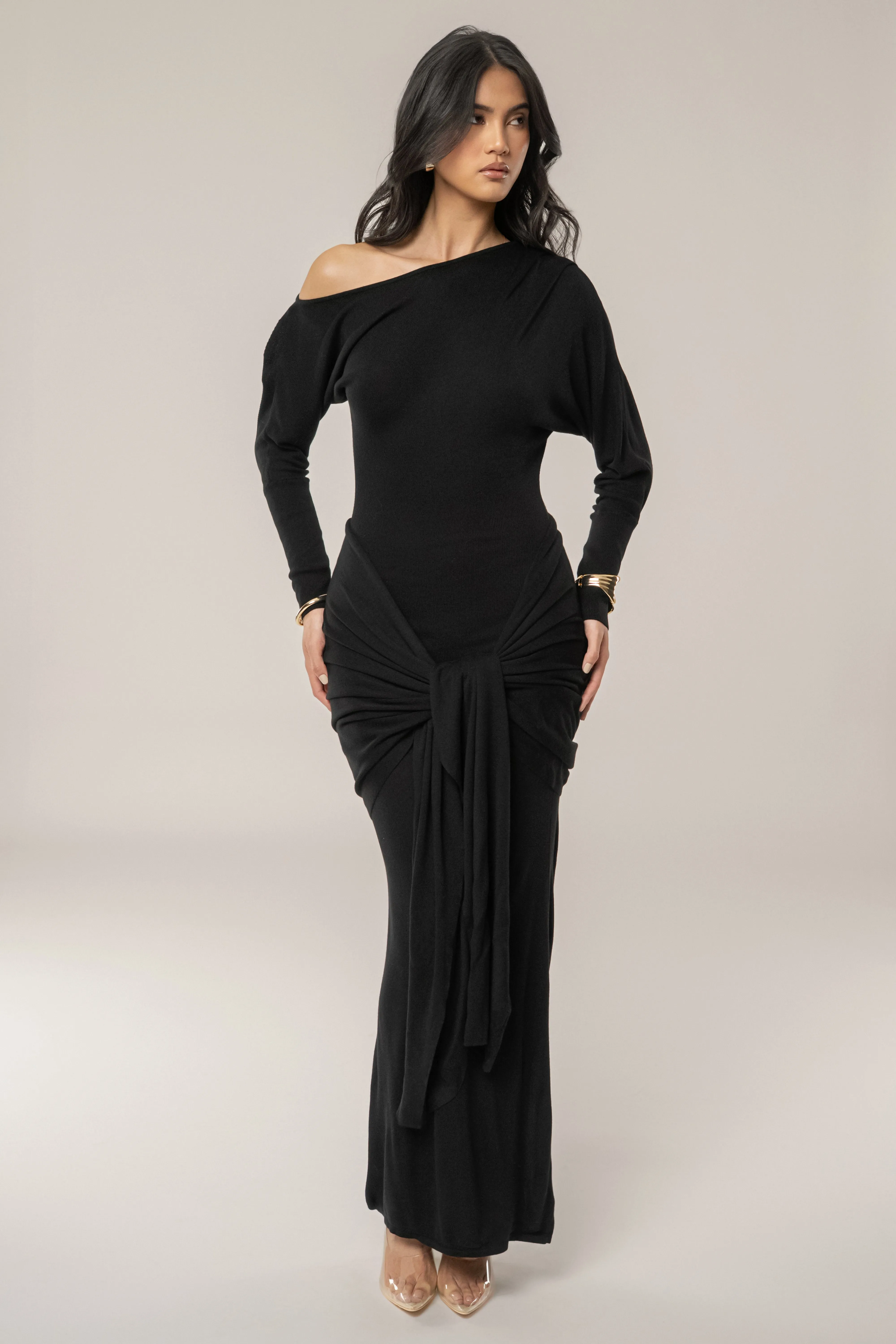 Black Dawn Drape Maxi Dress sold by JLUXLABEL product image thumbnail 5