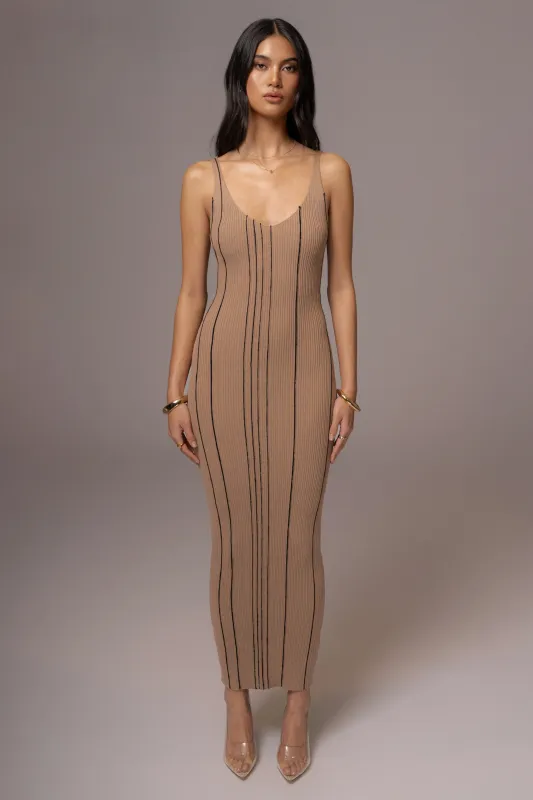 Taupe Sammi Seamed Maxi Dress sold by JLUXLABEL
