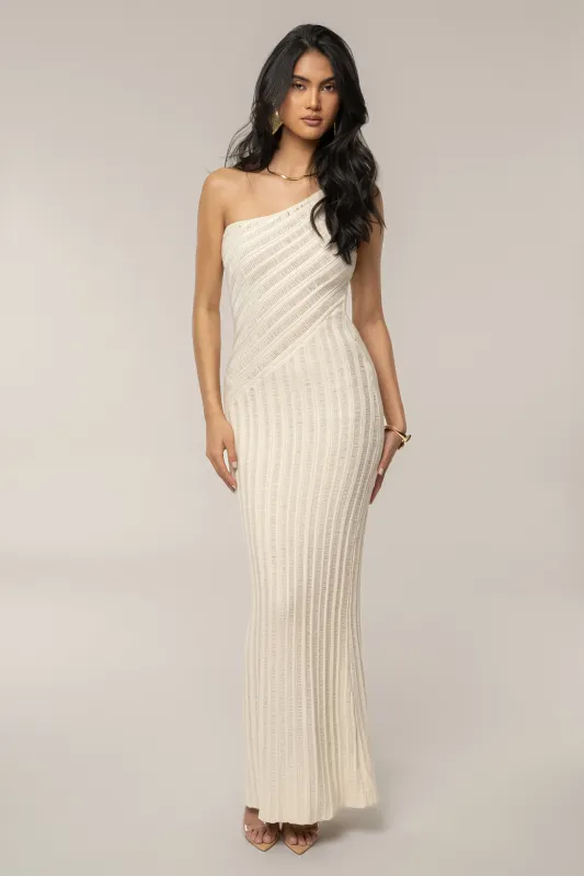 Ivory Fringe Knit Maxi Dress sold by JLUXLABEL