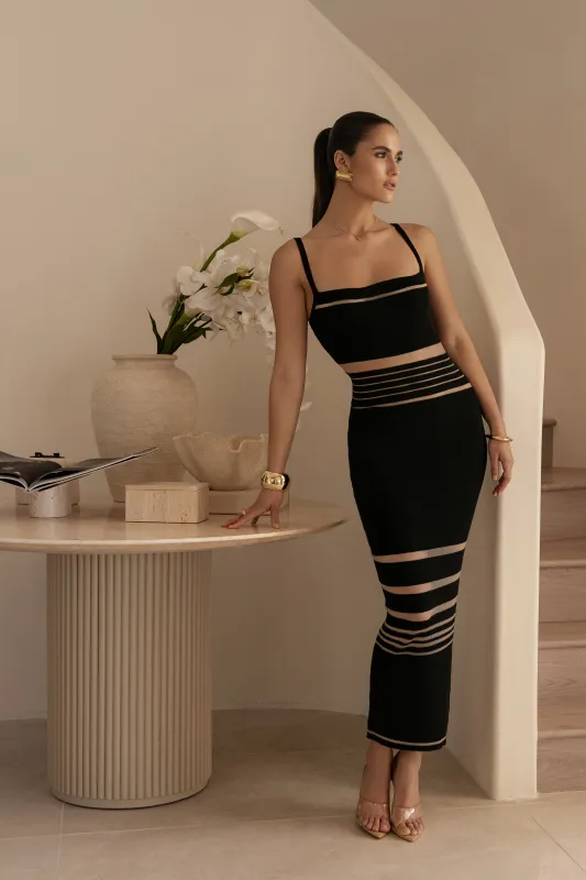 Black Striped Rib Knit Dress sold by JLUXLABEL