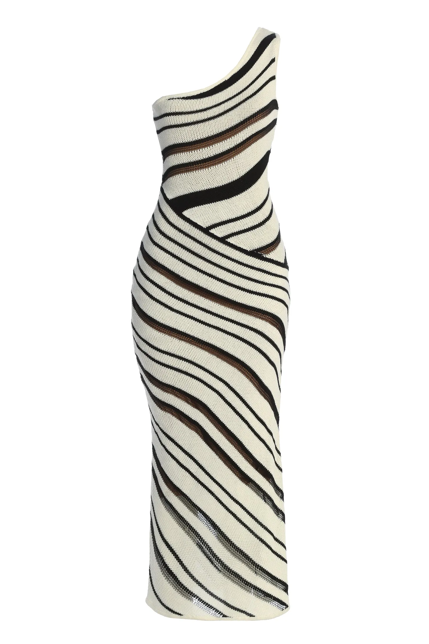 Ivory/Black Sanibel Ruched Maxi Knit Dress sold by JLUXLABEL product image thumbnail 3