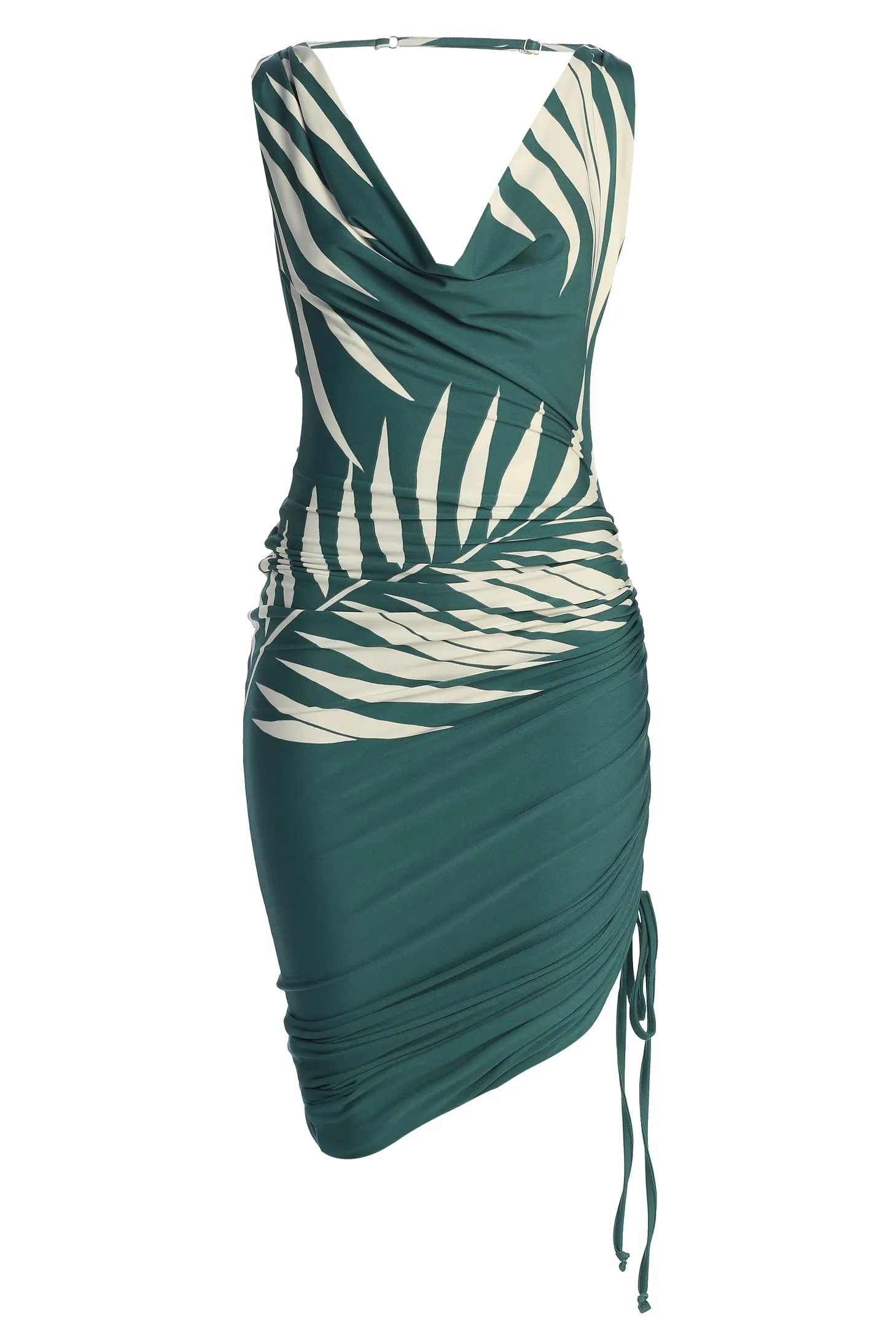 Green Palm Print Ruched Dress sold by JLUXLABEL product image thumbnail 2