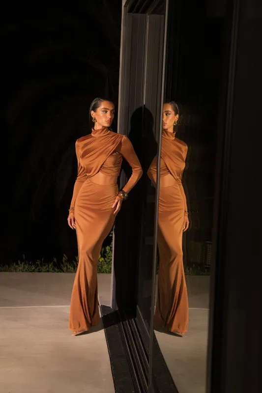 Copper Ultra High Waist Maxi Skirt made by JLUXLABEL