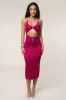 Berry Cutout Chain Midi Dress sold by JLUXLABEL