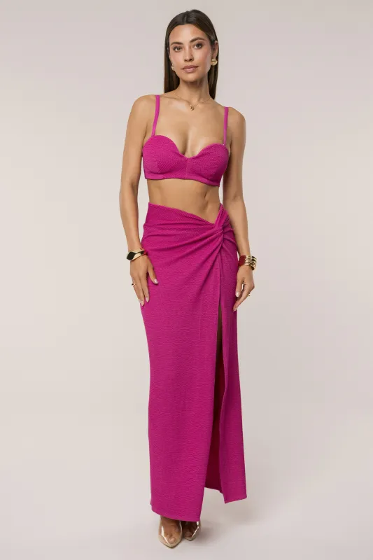 Fuschia Deidra Draped Skirt Set sold by JLUXLABEL