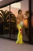 PRE-ORDER Yellow Satin Floral Print Maxi Dress sold by JLUXLABEL