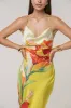 PRE-ORDER Yellow Satin Floral Print Maxi Dress sold by JLUXLABEL
