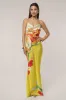 PRE-ORDER Yellow Satin Floral Print Maxi Dress sold by JLUXLABEL