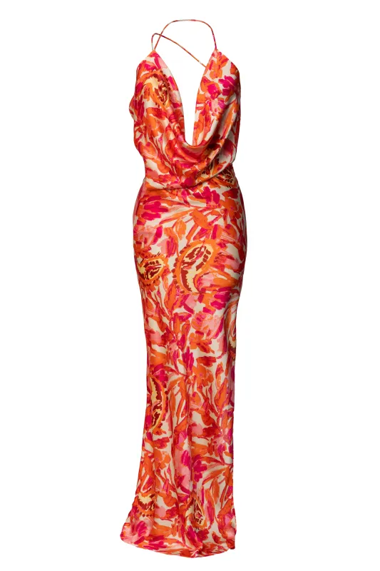 Pink Delmara Cowl Maxi Dress sold by JLUXLABEL