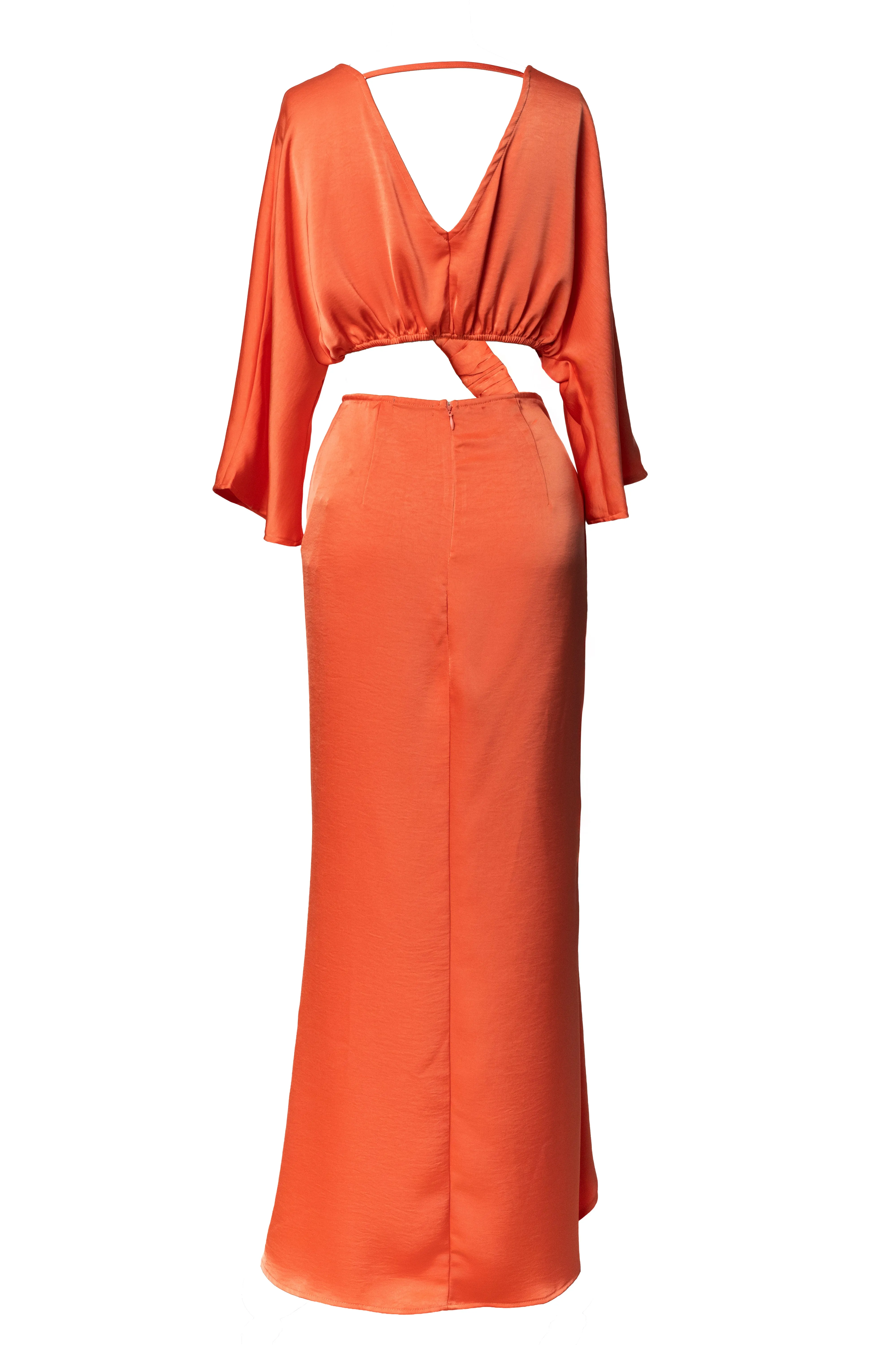 Coral Sunset Satin Cutout Dress sold by JLUXLABEL product image thumbnail 2