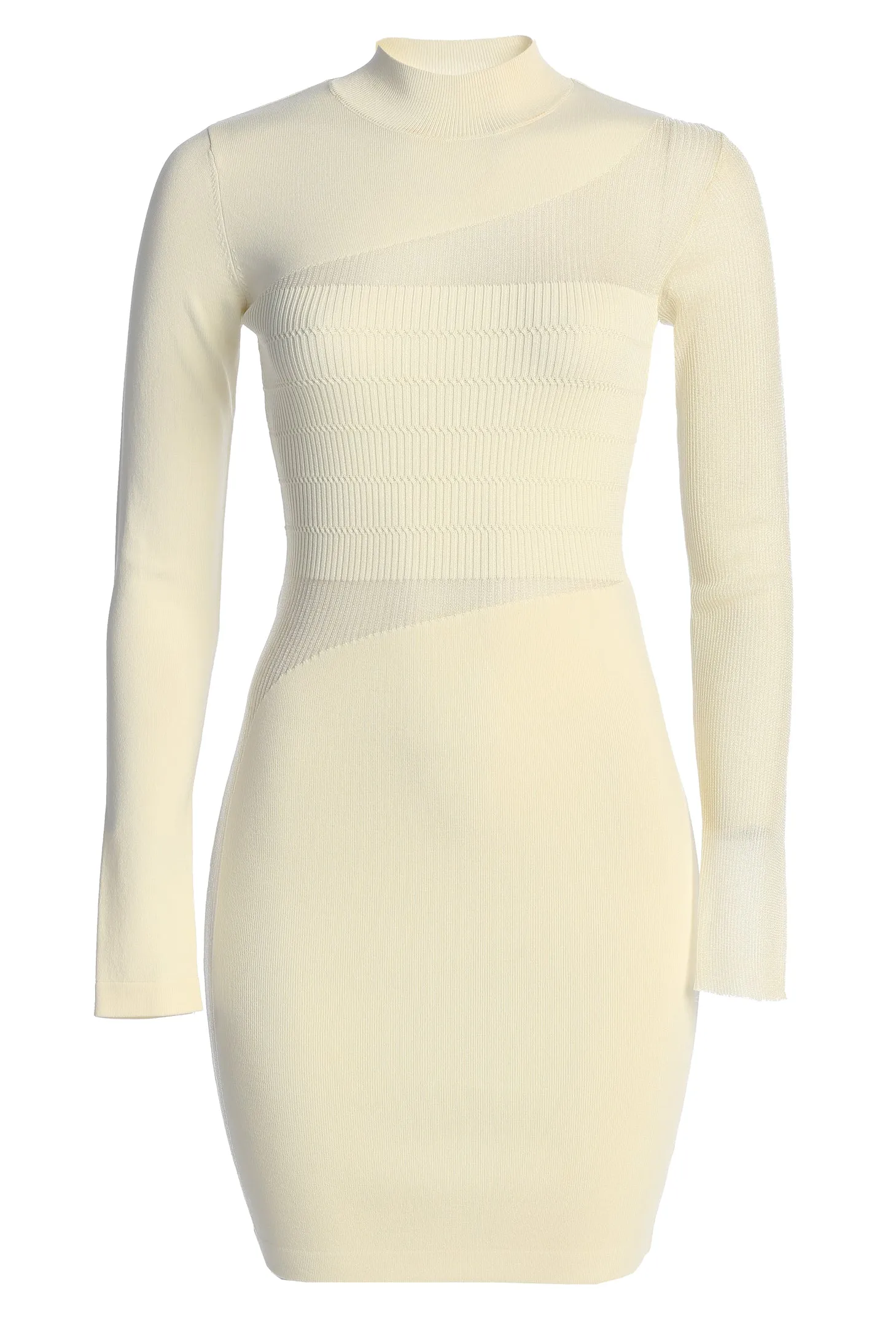 Ivory Sheer Knit Mock Neck Dress sold by JLUXLABEL product image thumbnail 3