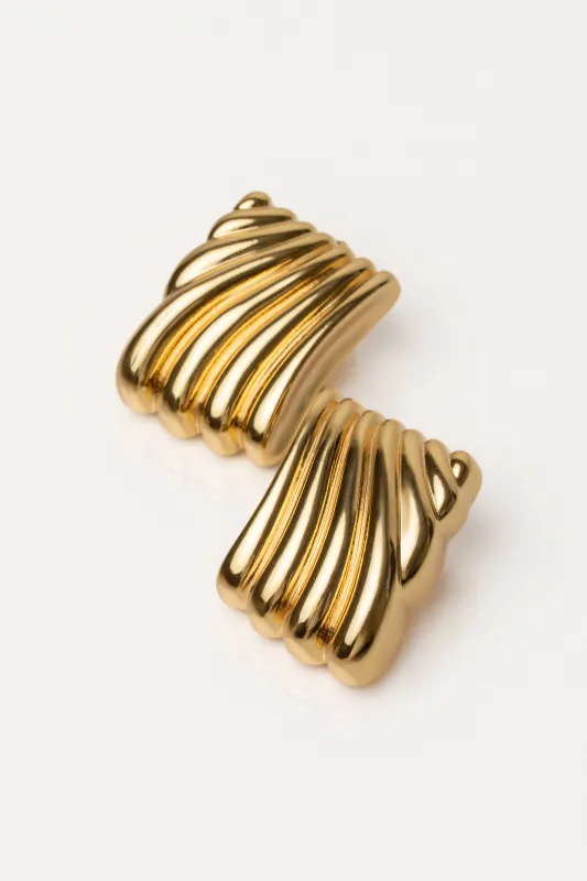 Gold Square Texture Earrings sold by JLUXLABEL