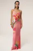 PRE-ORDER Pink Satin Floral Print Maxi Dress sold by JLUXLABEL