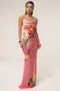 PRE-ORDER Pink Satin Floral Print Maxi Dress sold by JLUXLABEL
