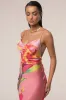PRE-ORDER Pink Satin Floral Print Maxi Dress sold by JLUXLABEL