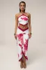 Red Floral Sunset Mirage Skirt Set sold by JLUXLABEL
