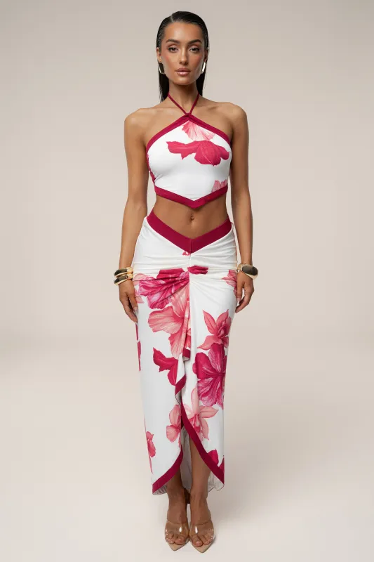Red Floral Sunset Mirage Skirt Set sold by JLUXLABEL