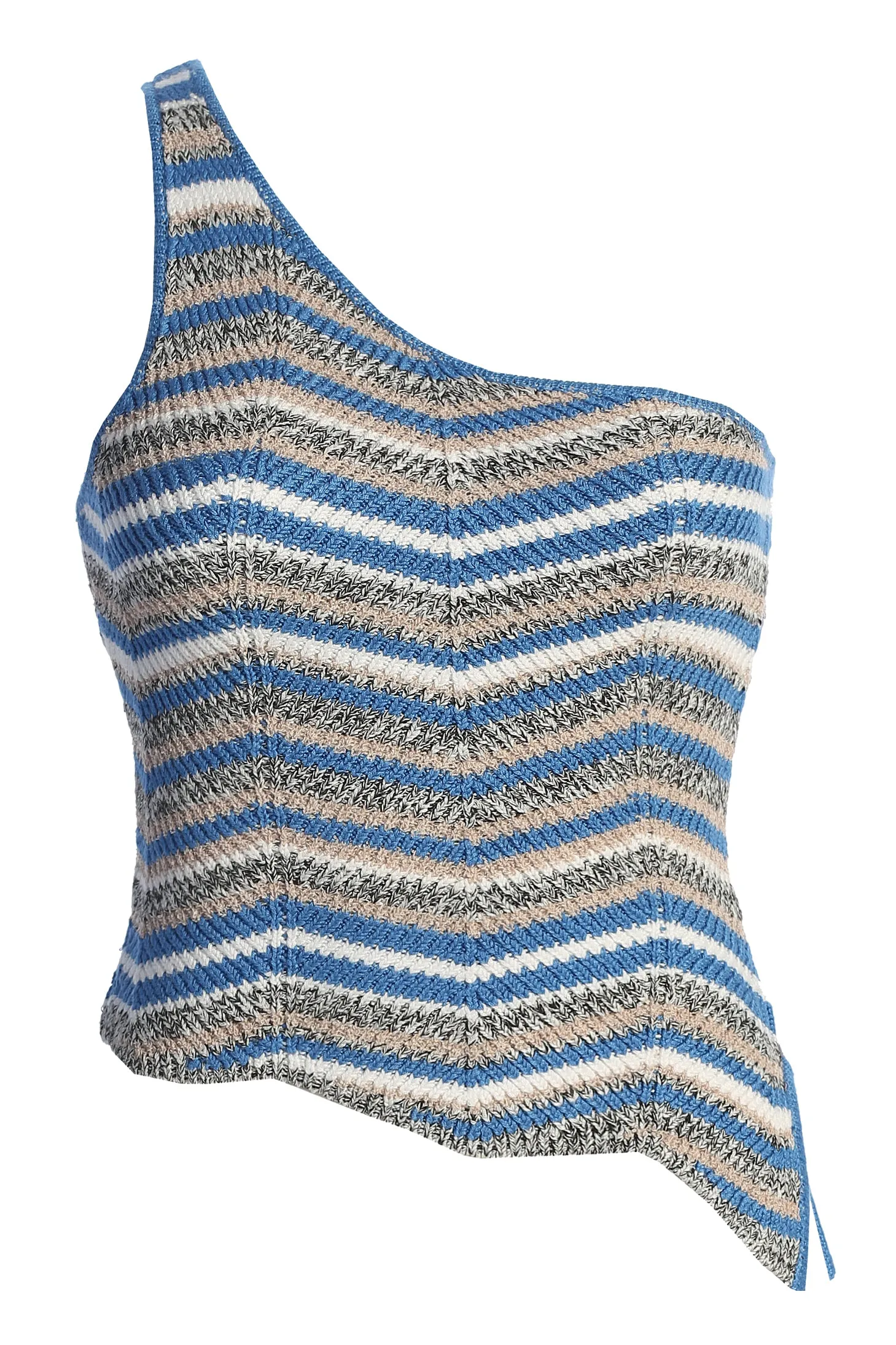 Blue Multi Sol Horizon One Shoulder Top sold by JLUXLABEL